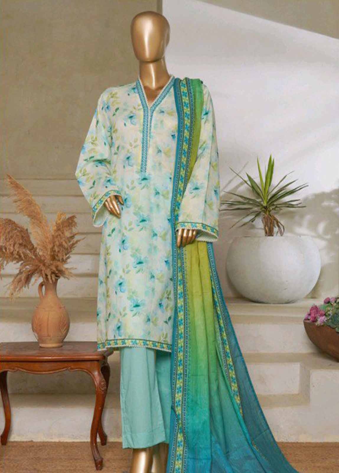 Bin Saeed 3 Piece Printed Stitched Suit D-06