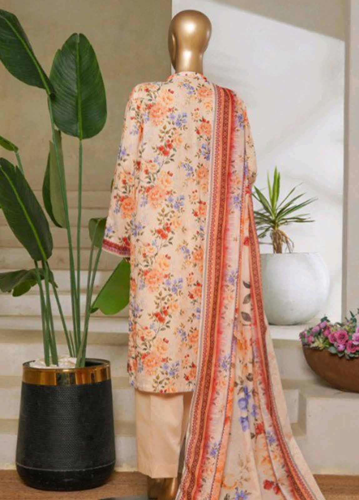 Bin Saeed 3 Piece Printed Stitched Suit D-01