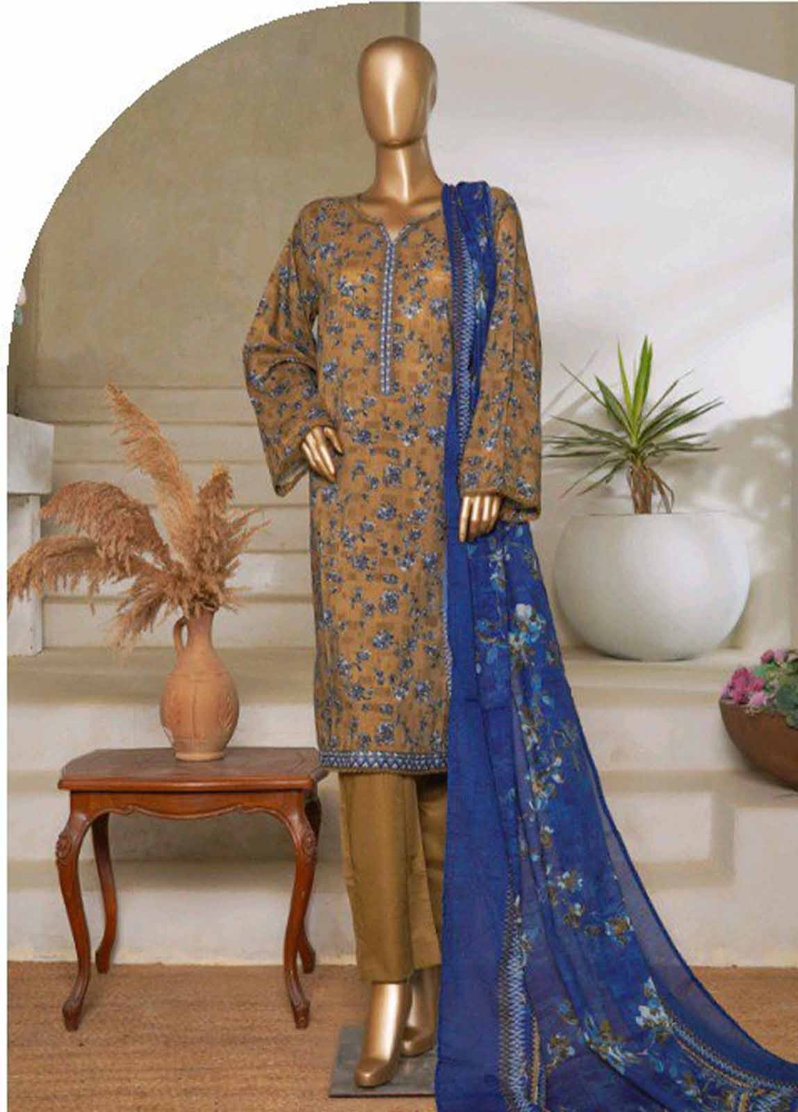 Bin Saeed 3 Piece Printed Stitched Suit D-04