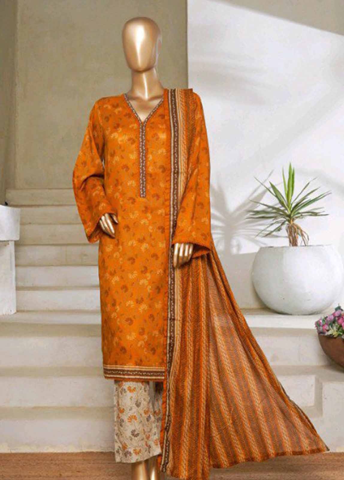 Bin Saeed 3 Piece Printed Stitched Suit D-07