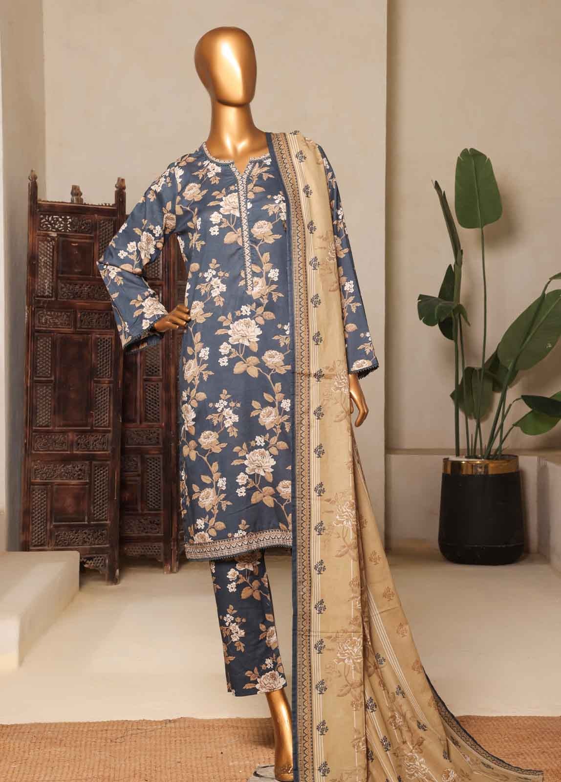 Bin Saeed 3 Piece Printed Stitched Suit D-15