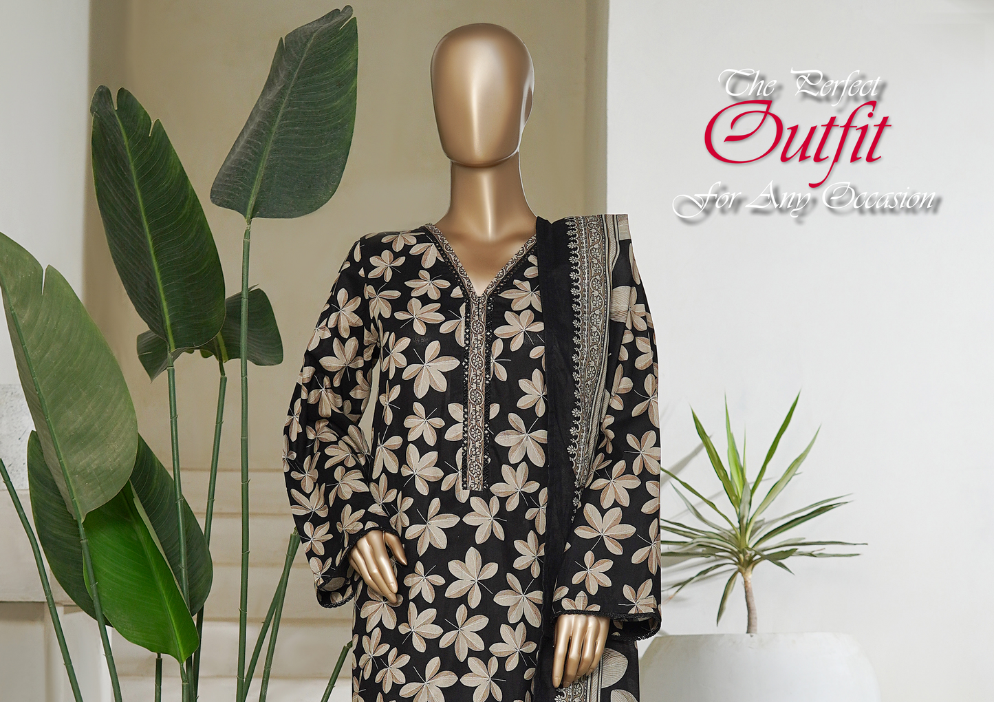 Bin Saeed 3pc Printed Lawn Stitched Suit D01
