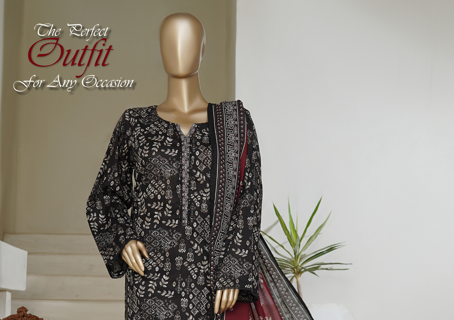 Bin Saeed 3pc Printed Lawn Stiched Suit D07