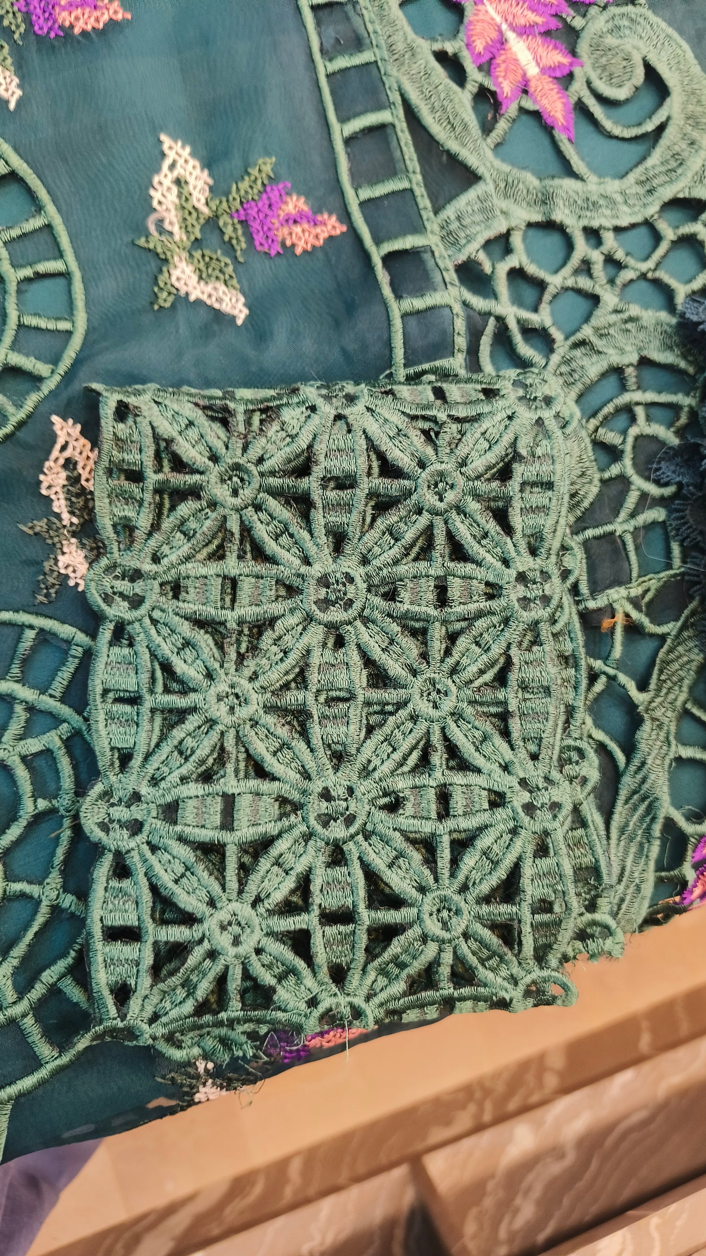 Aneelas Green Organza