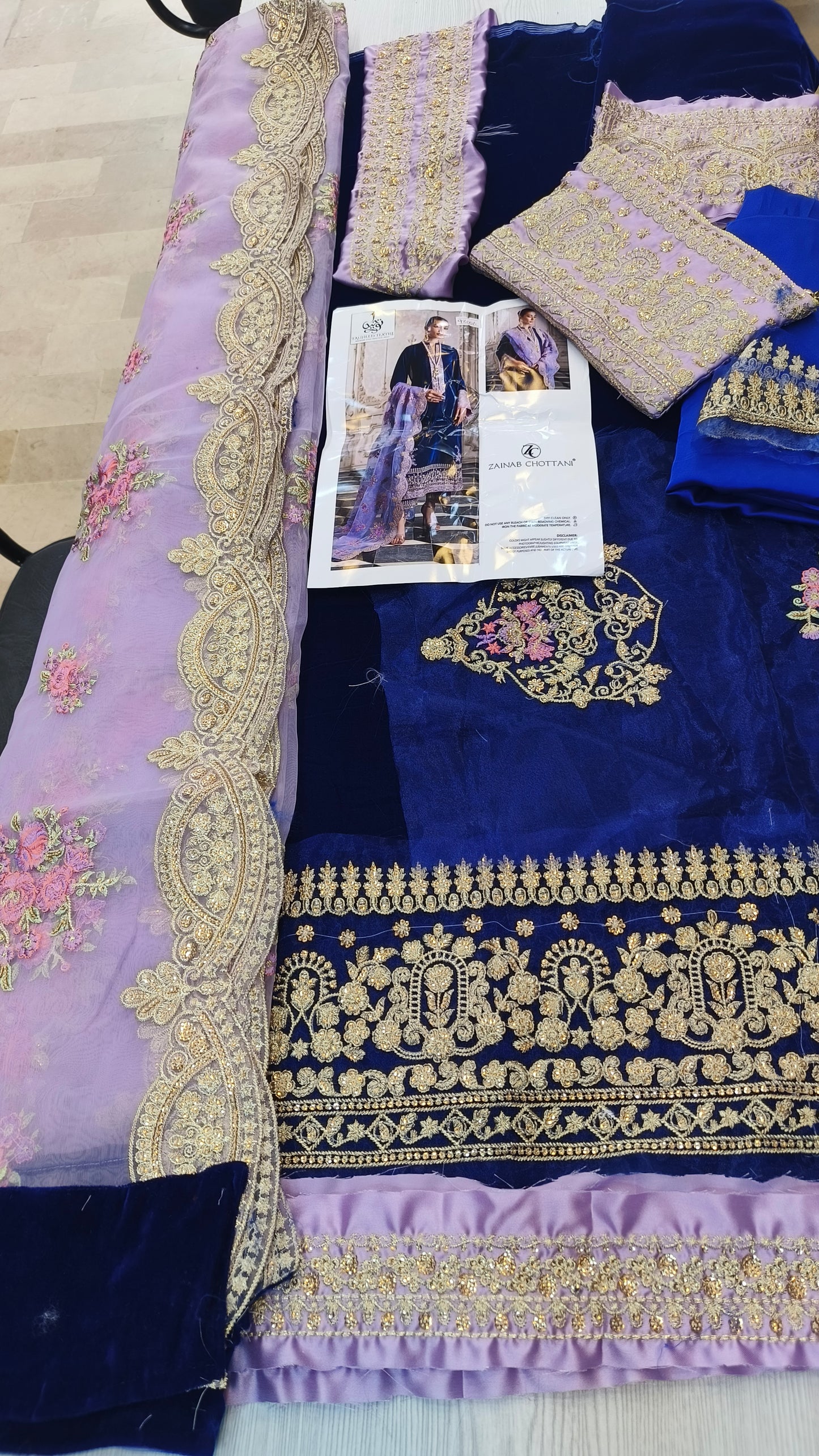 Zainab Chotani Royal Blue Velvet D.I