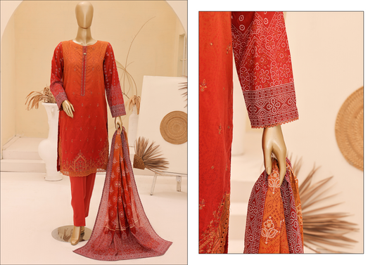 Chunri Lawn Embroided By Hz Textiles D04