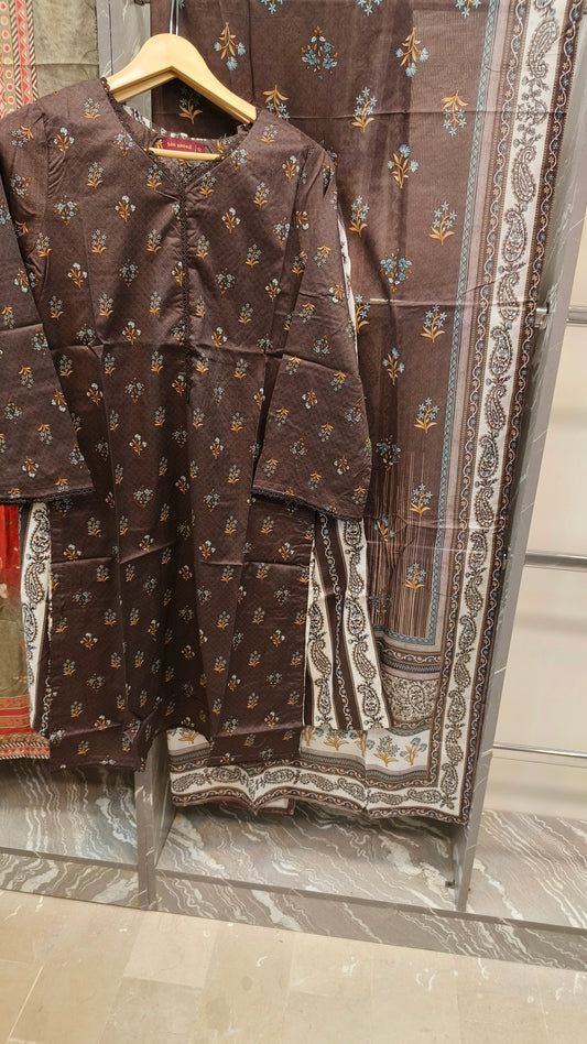 Bin Saeed 3Pc Printed Lawn Stiched Suit D12