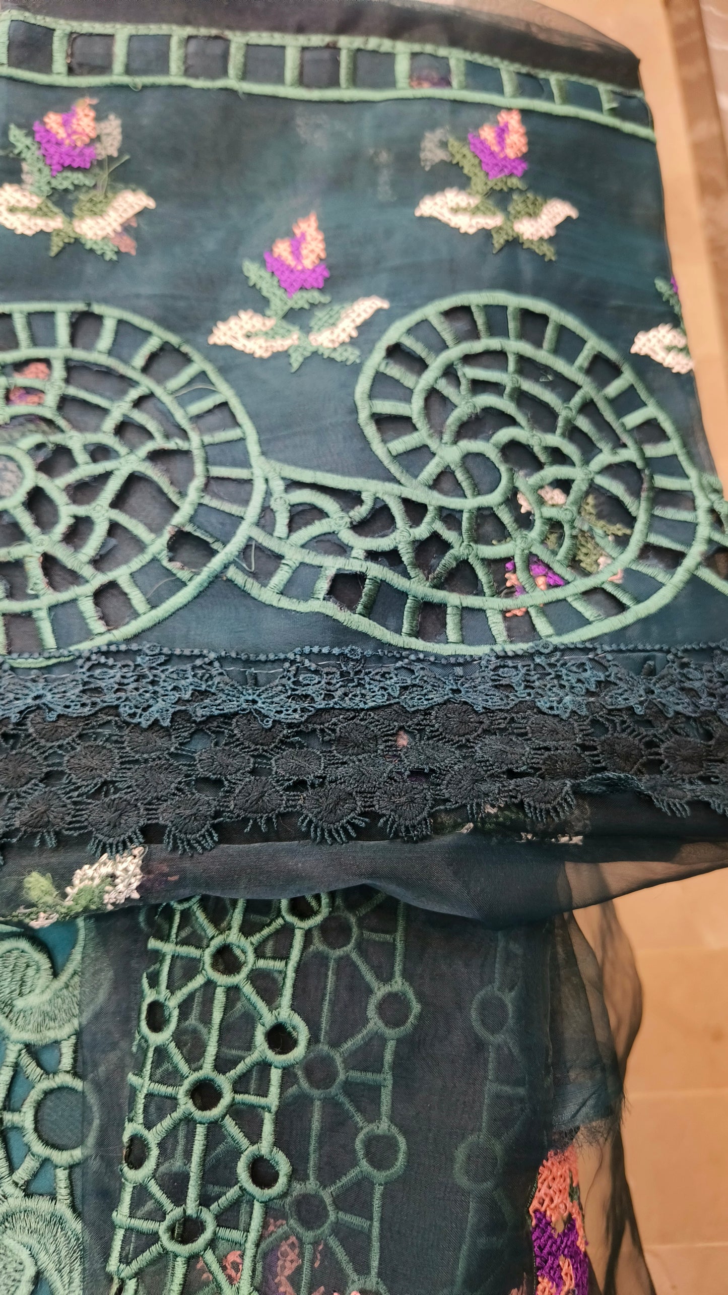 Aneelas Green Organza