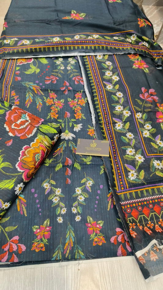 Bin Saeed 3pc Digital Printed Lawn 2025 D17