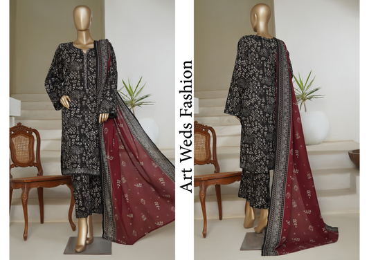 Bin Saeed 3pc Printed Lawn Stiched Suit D07