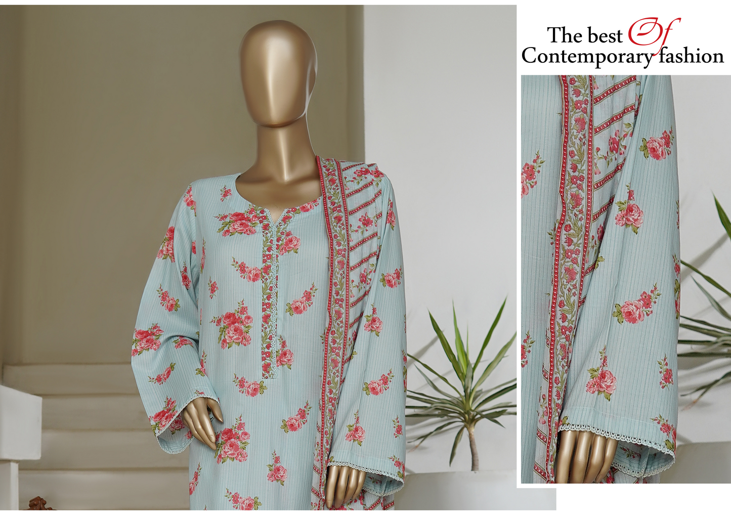Bin Saeed 3pc Printed Lawn Stiched Suit D06