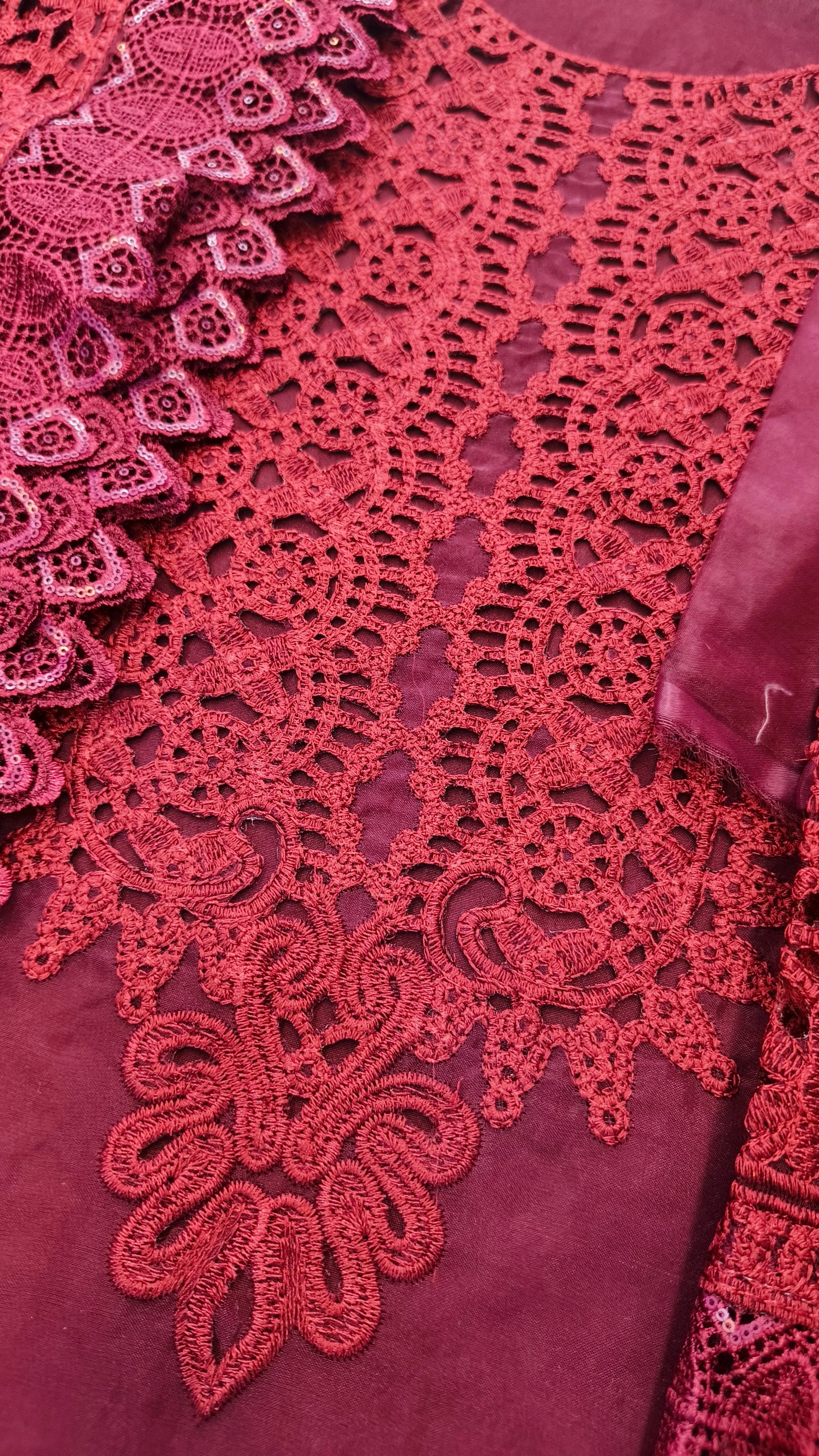 Aneelas Maroon Organza Luxury
