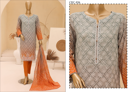 Chunri Embroided Lawn By HzTextiles D07