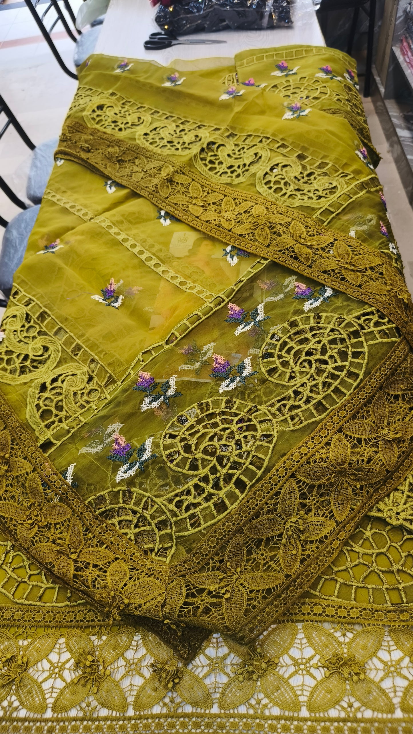 Aneelas Green Organza Luxury