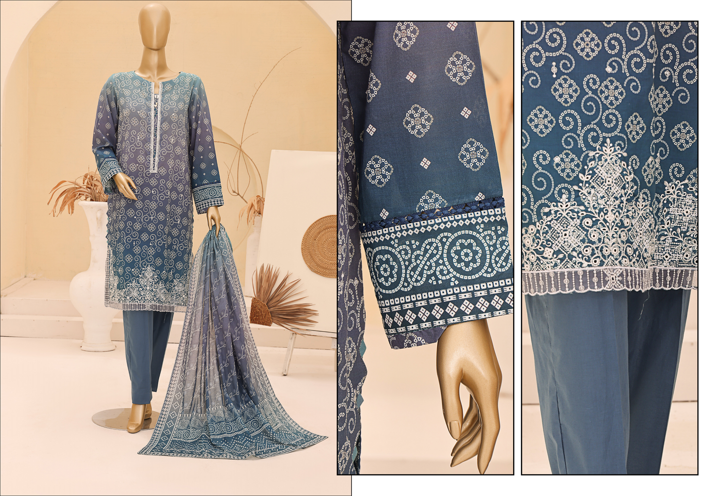 Chunri Embroided Lawn By Hz Textiles D05