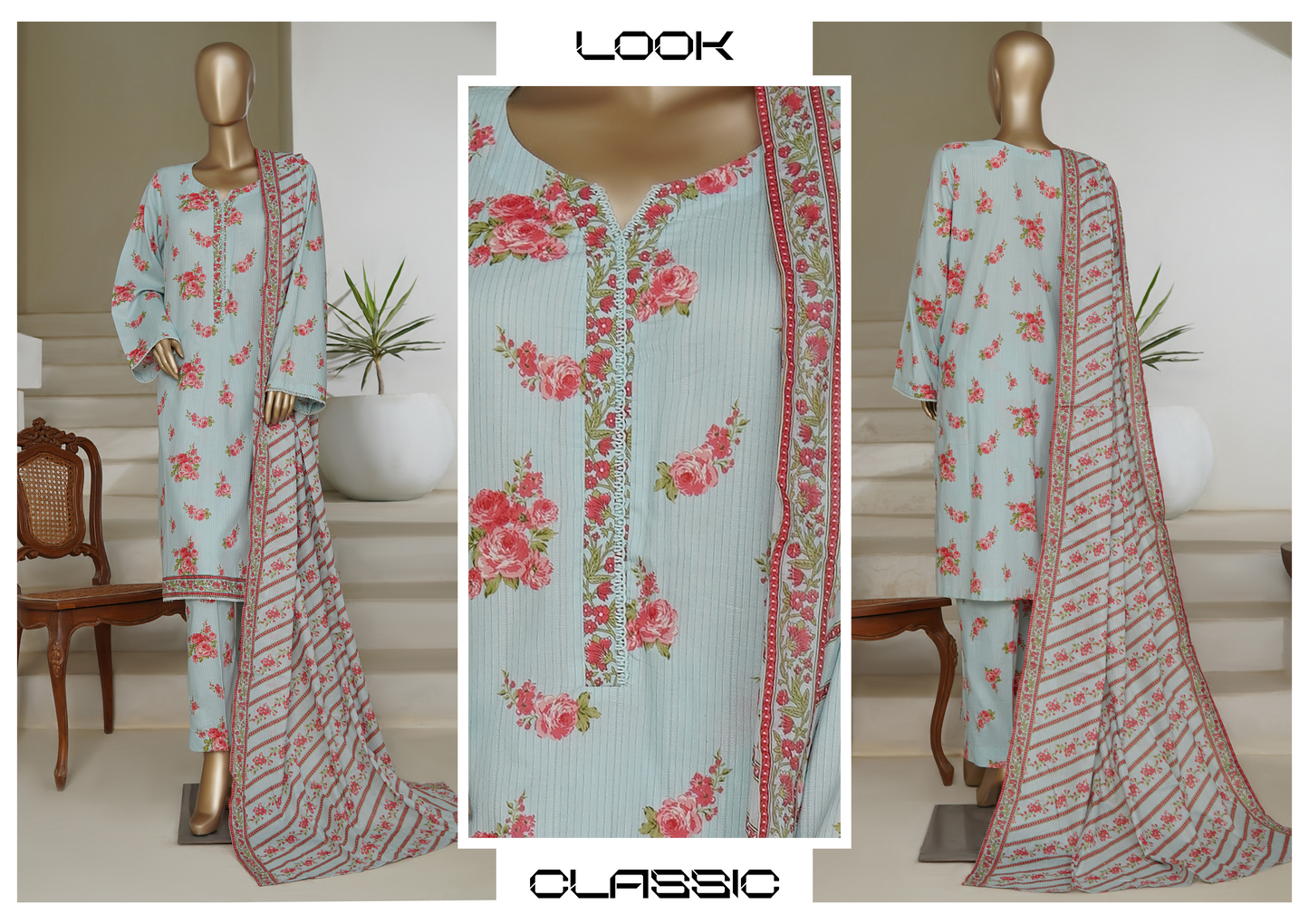 Bin Saeed 3pc Printed Lawn Stiched Suit D06
