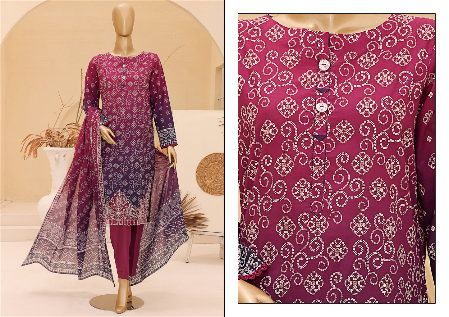 Chunri Embroided Lawn By Hz Textiles D08