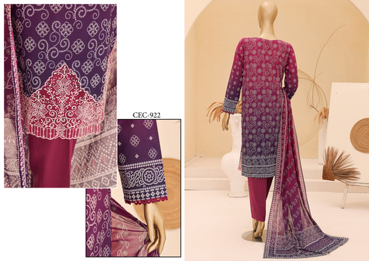 Chunri Embroided Lawn By Hz Textiles D08