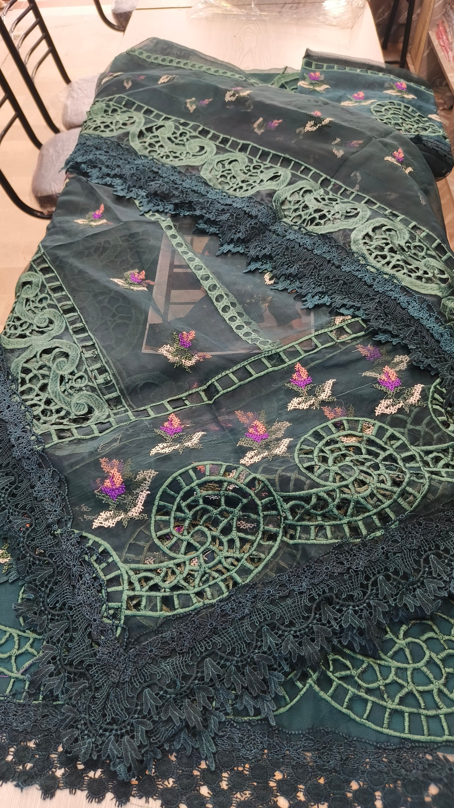 Aneelas Green Organza