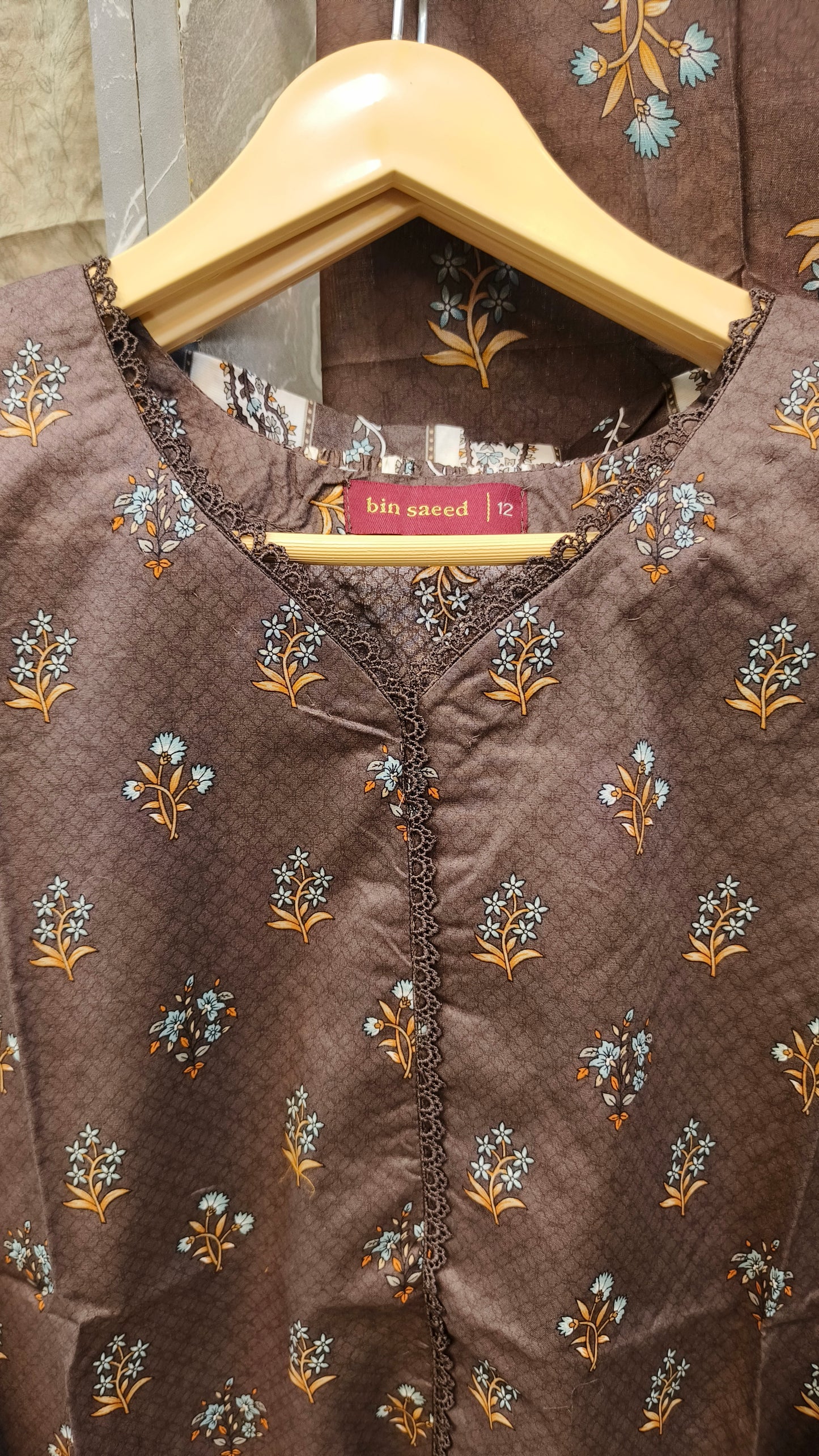 Bin Saeed 3Pc Printed Lawn Stiched Suit D12