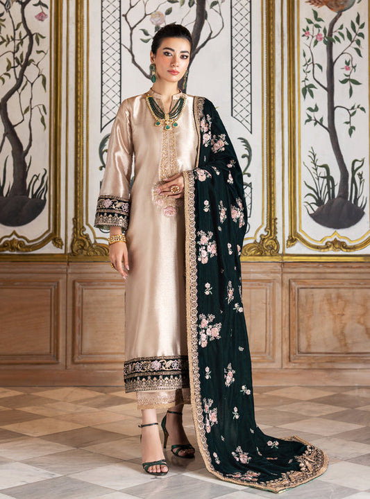 Designer Inspired Zainab Chotani Luxury Brocade With Velvet Shawl
