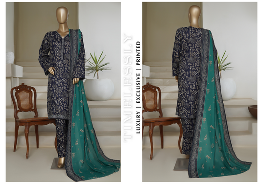 Bin Saeed 3pc Printed Stiched Suit D04